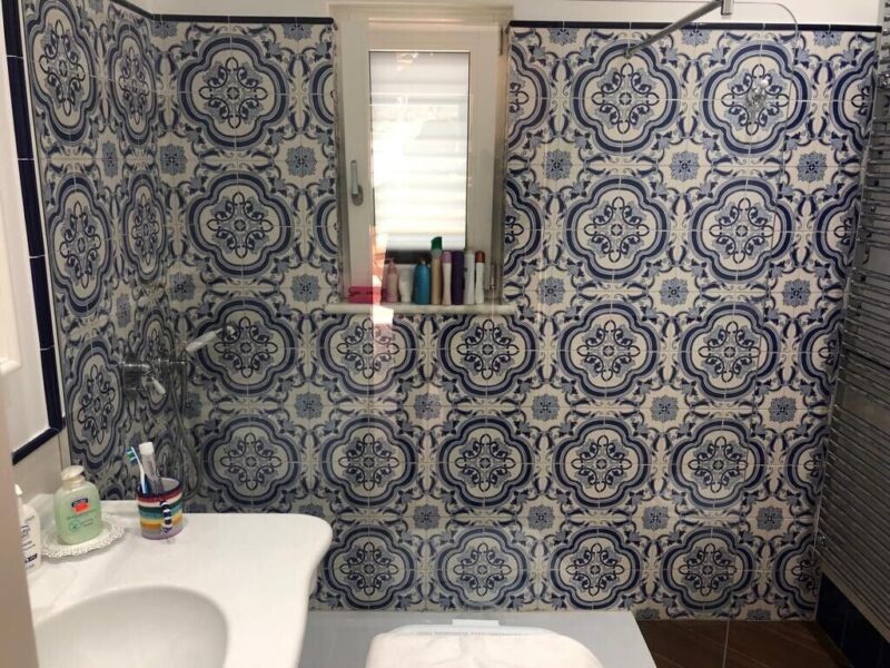 Borgo blu cm. 20 x 20 ( prova prodotto)  serigrafato a mano - immagine 3