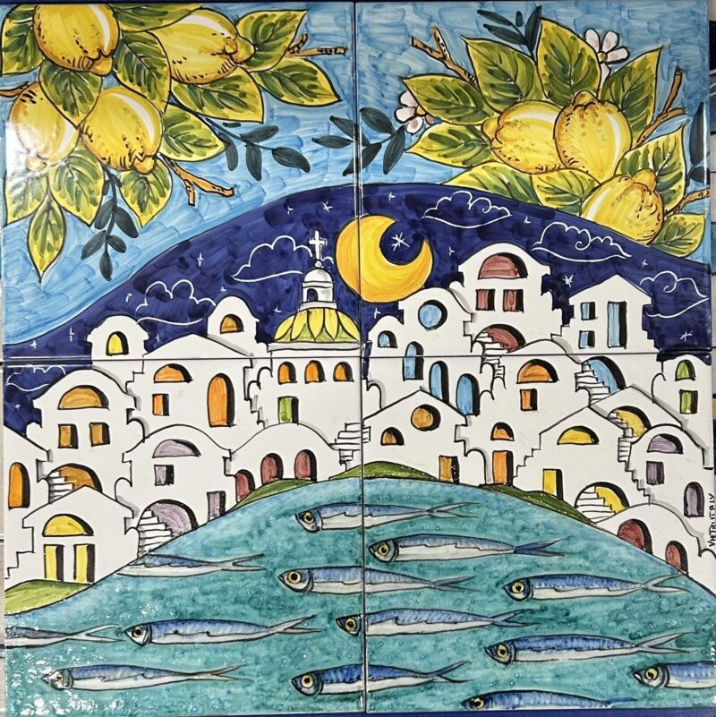 Pannello Artistico Casette e Alici 40x40