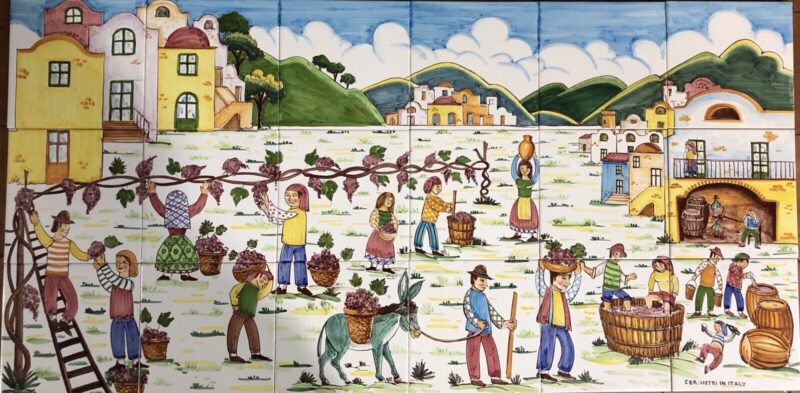 Pannello Artistico Naïf Classico Scena Vendemmia 120x60h.