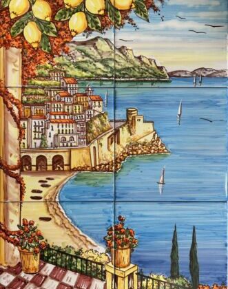 Pannello Artistico Paesaggio Amalfi 40x60h.