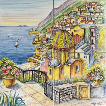 Pannello Artistico Paesaggio Positano 40x40h.