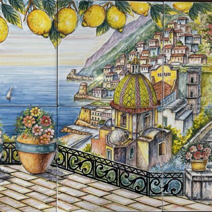 Pannello Artistico Paesaggio Positano sul Mare 60x40h.