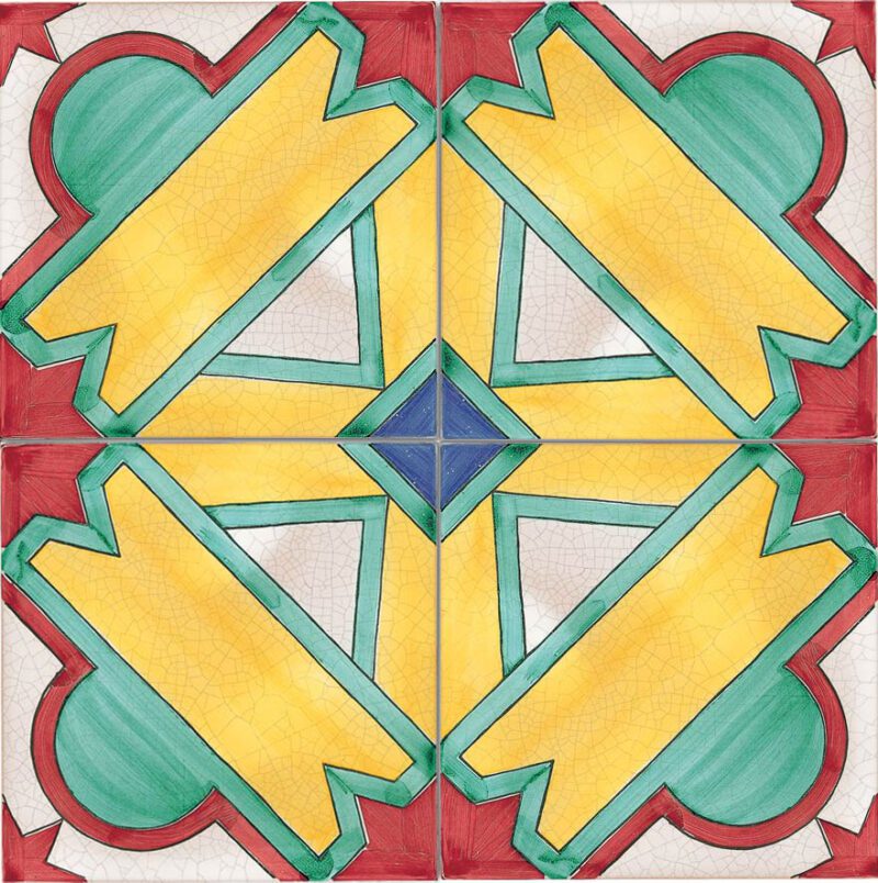 Ercolano cm. 20 x 20 Antiche Maioliche Decorato a mano