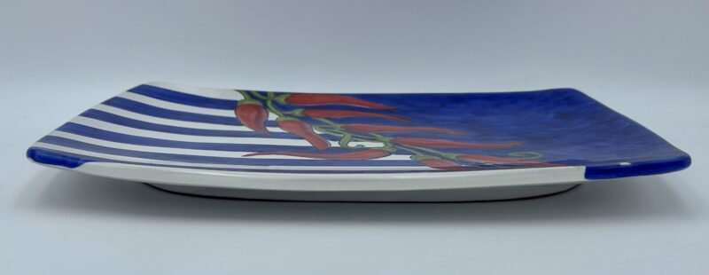 Piatto portata rettangolare cm.37  Peperoncini strisce blu - immagine 2