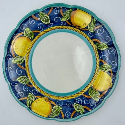 Piatto portata tondo cm.35 Limoni fondo turchese