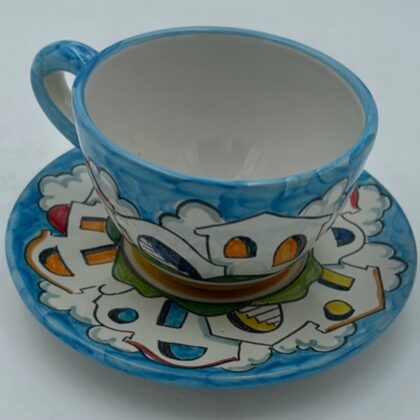 Tazza latte con piattino Decoro Casette giorno