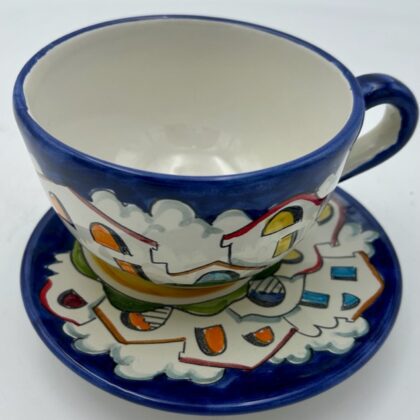 Tazza latte con piattino Decoro Casette notte