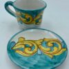 Tazza tè con piattino Decoro Barocco fondo verde ramino - immagine 2
