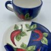 Tazza latte con piattino Decoro Peperoncini a strisce blu - immagine 2