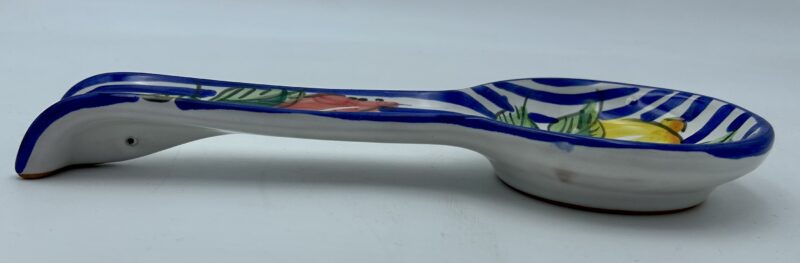 Poggiamestolo Decoro Limoni e Peperoncini strisce blu - immagine 2