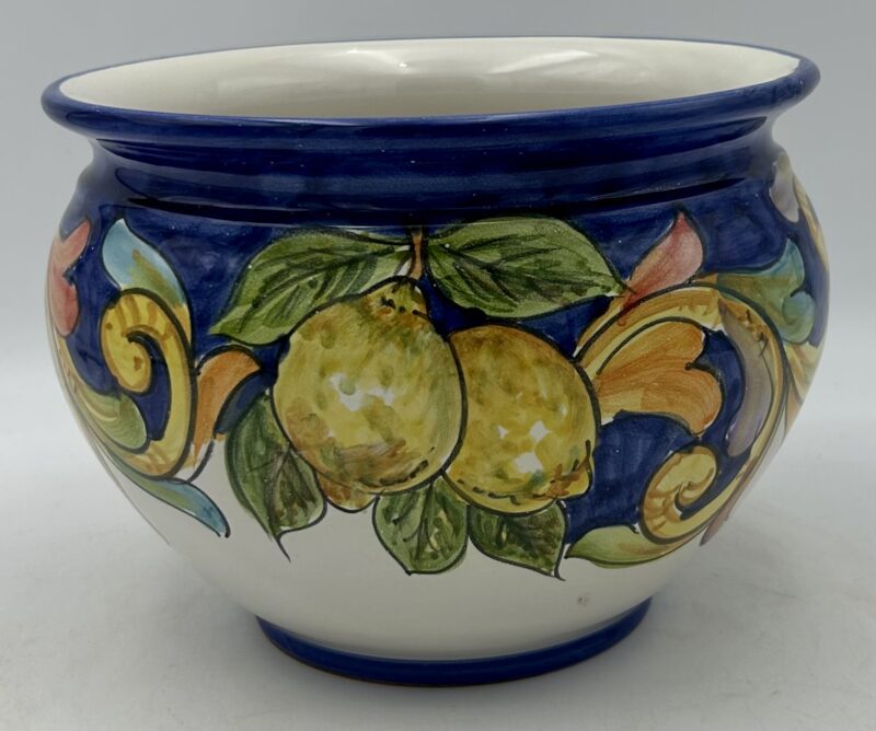 Cache-pot cm.20 Barocco con Frutta fondo blu