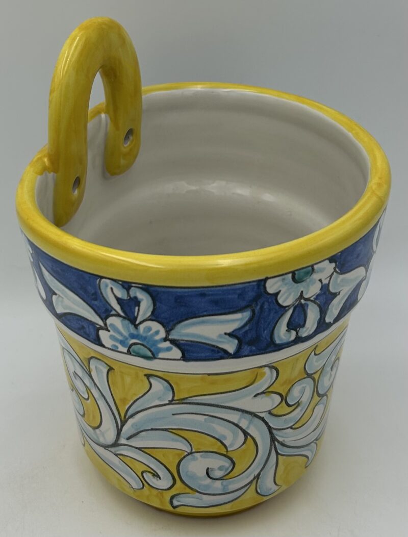 Fioriera murale cm.15 Decoro Barocco fondo giallo - immagine 2
