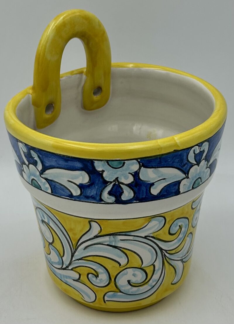 Fioriera murale cm.13 Decoro Barocco fondo giallo - immagine 2
