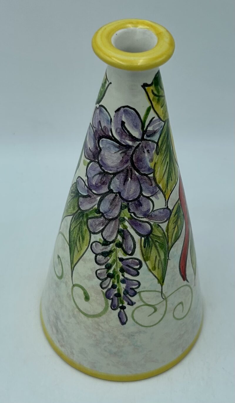 Bottiglia conica cm.20 Decoro Limoni con fiori e peperoncini - immagine 2
