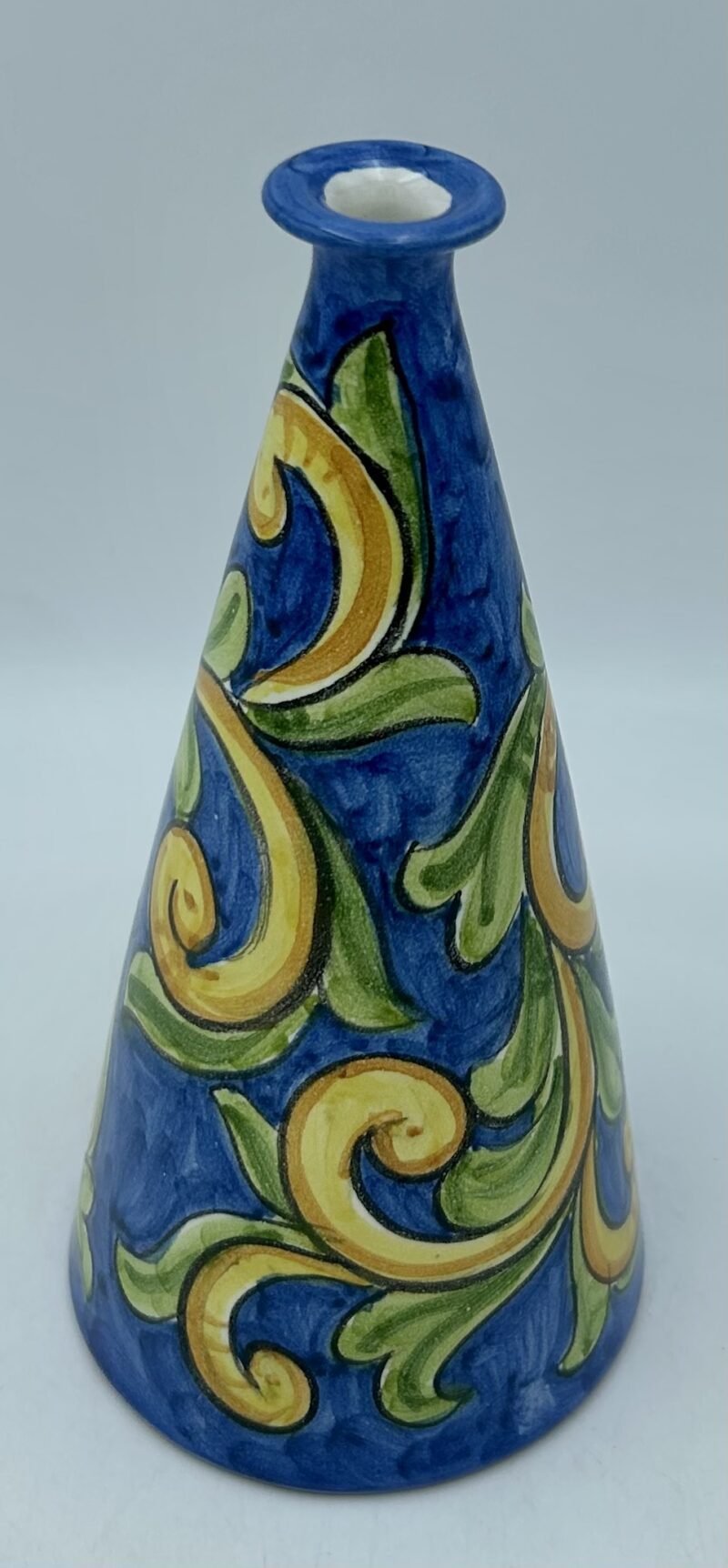 Bottiglia conica cm.20 Decoro Barocco con fiori fondo turchese - immagine 2