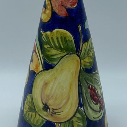 Bottiglia conica cm.20 Decoro Barocco con frutta fondo blu