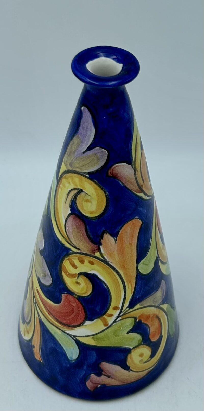 Bottiglia conica cm.20 Decoro Barocco con frutta fondo blu - immagine 2