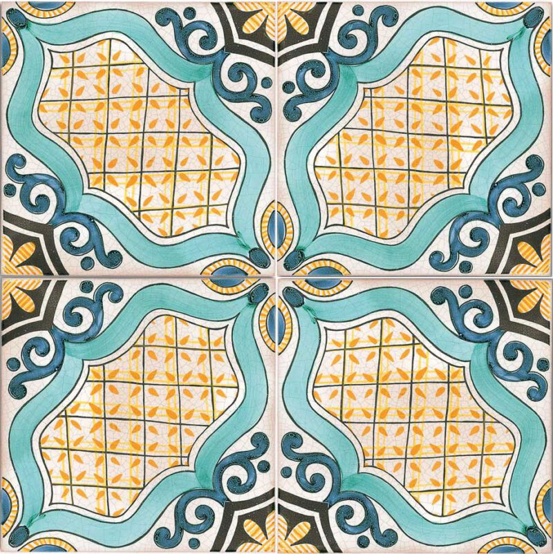 Massa Lubrense cm. 20 x 20 Antiche Maioliche Decorato a mano