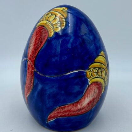 Uova di Pasqua cm.16 Decoro Corni fondo blu