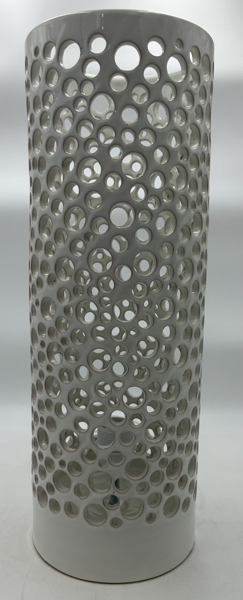 Lampada Cilindrica traforata h.50 cm. Bianco Vietri Cerchi