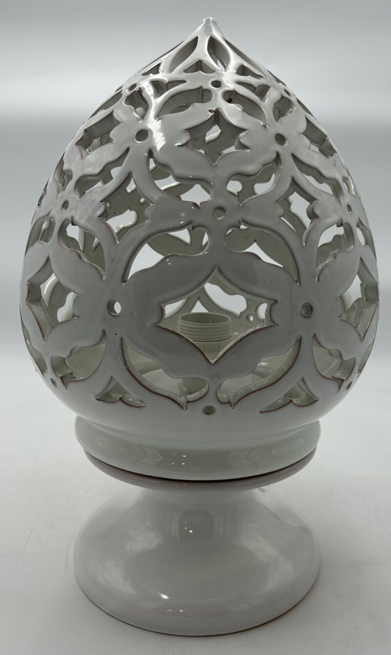Lampada Pigna traforata h.40 cm. Bianco Vietri