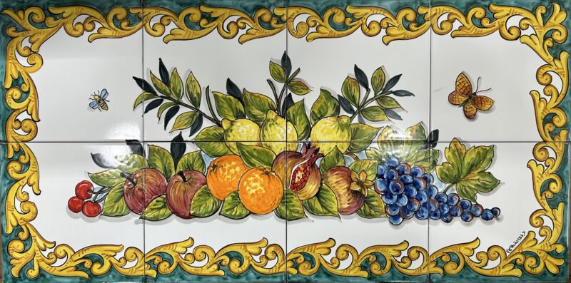 Pannello Artistico Barocco con Frutta 80x40h.