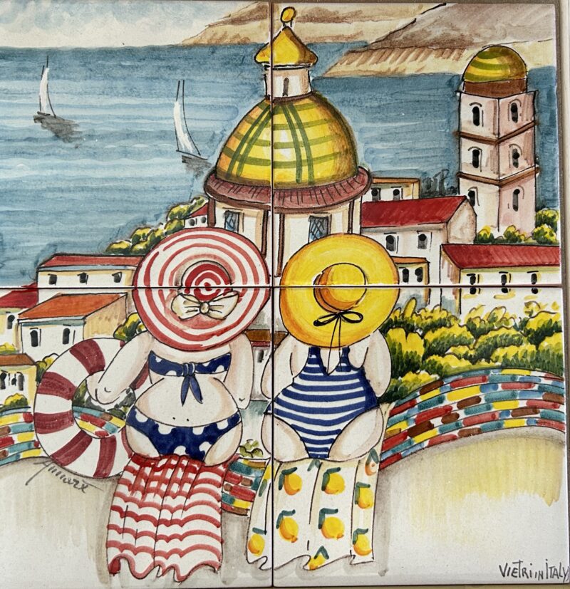 Pannello Artistico Paesaggio Vietri con Sciantose 40x40h.