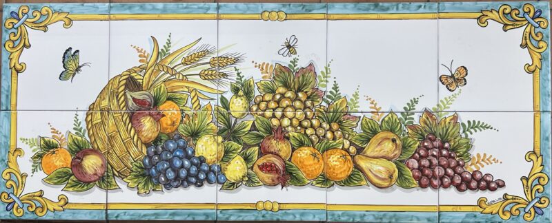 Pannello Artistico Cesto con Frutta 100x40h.