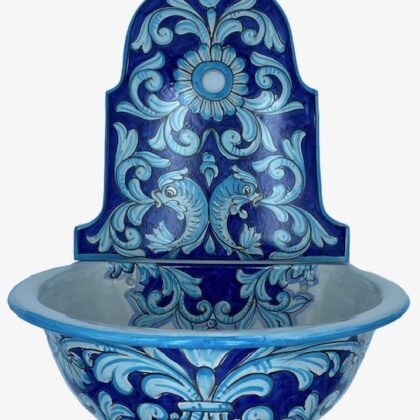 FONTANA DUE PEZZI DECORO BAROCCO CON DELFINI
