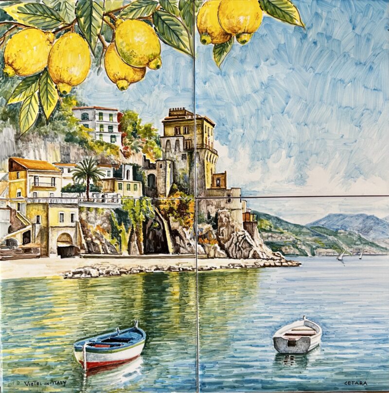 Pannello Artistico Paesaggio Cetara 40x40h.