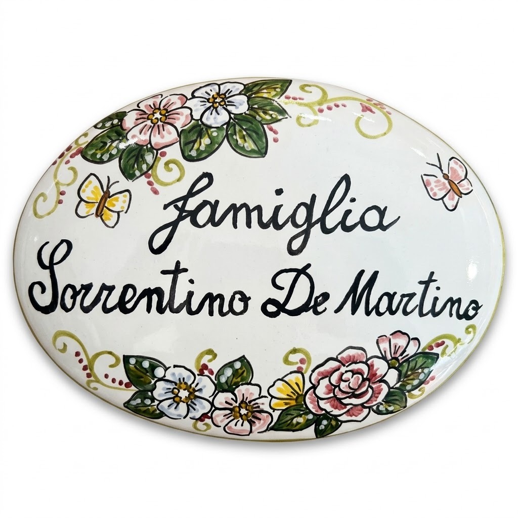 Targa ovale fuoriporta personalizzata decoro fiori