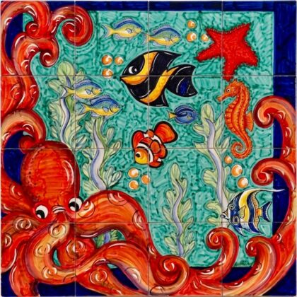 Pannello Artistico Fondale marino 80x80.