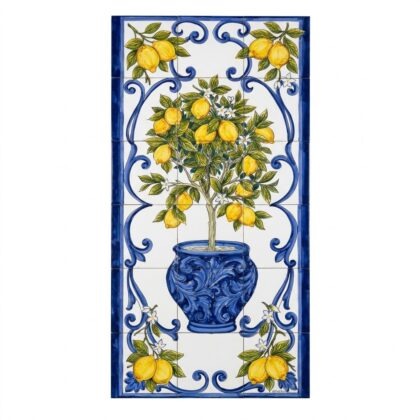 Pannello Artistico Vaso con alberello limoni e barocco 60x120